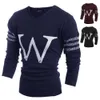 Wholesale-New Arrival Mens Sweater Fashion Brand Pull Homme Letter"w" Design V-neck Long Sleeve Sweaters Men Casual Pullovers M-xxl H9024