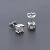 Hip Hop Iced Out Silver Lab Diamond Screw Back Stud Earring 3d Round Side CZ Simulated Jewelry2584