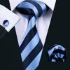 Toptan Çizgili Stil Klasik Kravat Seti İpek Hanky ​​Kol Düğmeleri Jakarlı Dokuma Kravat Erkekler Uzatma Seti İş Partisi Çalışma Düğün