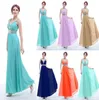 100 Real Picture Plus Storlek Bridesmaid Klänningar Billiga Lång V Nacke Tillbaka Med Straps Chiffon Long Maid of Honor Dress Wear Prom Party