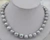 11-12mm Naturalne South Sea Grey Pearl Necklace 18 cal 14K Zapięcie złote