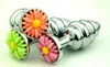 Metal Anal Plug with Chrysanthemum pattern screw thread Butt plugs Anal toys Sex Toy Accessories Grass green/Orange/Pink JJD0139