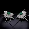 Fashion Emerald Crystals Earrings Silver Rhinestones Flower Stud Earring For Women Bridal Jewelry 2 Colors Wedding Gift For Friend