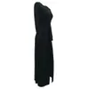 Party Dresses Partihandel - Preself Casual T Shirt Wrap Dress Långärmad Stickad Maxi O-Neck Split Open Fork Robe Höst Vinter Sexiga Kvinnor Ves