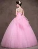 Роскошные Тюль Бальное Платье Quinceanera Платья Одно Плечо Сладкий 15-16 Принцесса Платья Конфеты Розовый Формальные Длиной До Пола Платье