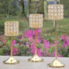 Frete grátis metal acabamento dourado titular de vela com cristais casamento candelabros centerpiece 1 set = 3 candlesticks pcs