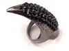 Claw nagel rhinestone kvinnor ring mode smycken presentfest svart färg cool europeisk stil grossist ny söt