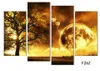 4 Panel alter Baum gedruckt Universum Weltraum Gemälde Leinwand Bild Cuadros Erde Landschaft Malerei für Wohnzimmer2 Kein Rahmen6798681