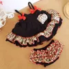 Infant Baby Girls 2pcs Sets Bowknot Ruffles Tops + Shorts Bloomers Kids Girl Leopard Outfits Vêtements pour enfants Noir 1760