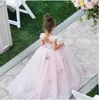 Klänningar Isabella Blush Lace Arabiska 2016 Flower Girl Dresses Tulle Child Pageant Dresses Holy Communion Flower Girl Wedding Dresses