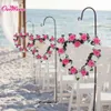 Beach Wedding Car Decoration Heart Rose Wreath Door Wall Hanging Silk Ribbon Artificial Garland Home Decor Household Adornment Flower