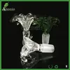 Verde y transparente Cobra transparente Doble cabeza Serpientes Tazón de vidrio 14 mm 18 mm Tazones de fumar conjuntos masculinos para pipas de agua de vidrio y pipas de fumar