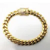 Roestvrij staal 24k vaste gouden elektroplate giet elkaar diamant cuban link ketting armband voor mannen stoep ketens sieraden 247929984