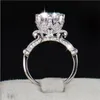 Luxury 925 Sterling Silver Wedding Engagement Halo Rings for Women Finger Big 3CTシミュレーションダイヤモンドプラチナジュエリーWhole5235410