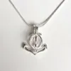 Anchor Pearl Pendant Mounting, 925 Sterling Silver Locket Cage hänge, kan öppna och hålla 8,5 mm pärlor charms för DIY smycken gör