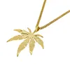 Gold Plated Maple l Leaf Pendant Necklace Men Women Hip Hop Charm Herb 60cm Cuban Chains Necklaces Mens Fashion Hiphop Jewelry Bir3534996