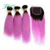 purpurowy ombre brazylijskie włosy