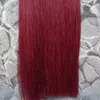 # 99J Rödvin tejp i mänskliga hårförlängningar 40 st Hud väftband hårförlängningar 2,5 g strängband i remy mänskliga hårförlängningar 100g