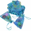 Coralline Organza Geschenkbeutel Kordelzug Schmuck Verpackung Beutel Party Hochzeit Gunst Taschen Design Sheer Candy Bag mit Vergoldung Muster 100pcs