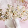 Whole Wedding Bridal Headpiece Hair Accessories Gold Beaded Headband Princess Crown Tiara Queen Jewelry Crystal Rhinestone Hea2498826