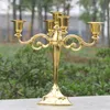 حامل الشمعة الذهبي المعدني 5-ARMS Candle Stand 27cm حفل زفاف