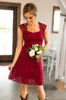 2020 Hot Country Short Cheap Bridesmaid Dresses for Weddings Navy Blue Burgundy Full Lace Sexig Hollow Back Plus Size Maid of Honor Gowns