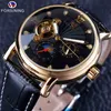 Forsining Fashion Luxury Lancette luminose Rose Golden Men Orologi Top Brand Tourbillion Diamond Display Orologio meccanico automatico + scatola per orologi