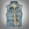 Motorcykeljackor Ärmlös Biker Vest Denim Waistcoats Spring Summer Mens Kläder Stor storlek M-XXXXXL 2018 Hög kvalitet