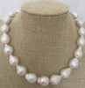 Fine Pearls Biżuteria Wspaniała 1416 mm Morze Południowe barokowy biały naszyjnik Pearl 18 -cal 14K8238429