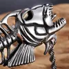 Новое прибытие стиль большой байкер нержавеющей стали 316L литье Серебряная рыбья кость дизайн кулон ожерелье для мужчин прохладный праздничные подарки