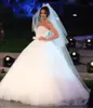 Shiny Beads Crystals Wedding Dresses Ball Gowns 2017 Big Belt Bow Sweetheart Puffy Bridal Dress Vestidos Custom Made Bridal Party 5862293