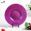 Wholesale decorative Glass Charger Plate With Purple Rim Manufacturer free shipping for wedding dishes and dinnerware