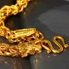 Hip Hop Mens Colar 24k Amarelo Ouro Enchido Dragão Design Chain Colar 22in