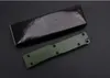 Mini couteau à boucle de clé en aluminium T6, plaque de fibre de carton vert noir, couteaux pliants à double action, couteau cadeau, couteau de noël, livraison gratuite