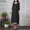 x201711 Zanzea mode katoen linnen vintage jurk 2017 zomer herfst vrouwen casual losse boho lange maxi jurken vestidos plus size