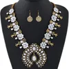 Ensembles de bijoux bohème pour femmes, ensemble de bijoux Vintage en perles africaines, pièce de monnaie Turquoise, collier et boucles d'oreilles, ensemble de bijoux à la mode 265Q