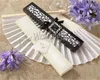 Free Shipping 50pcs/lot!Wedding Favors Bamboo Silk Fans with Laser Cut Gift Box white/Black Silk Fan Wedding Decoration Party Supplie Shower