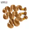 Honing Blonde Russische Maagd Menselijk Haar Weave Bundels Kleur 27 Russische Body Wave Haar 3 Stks Russische Lichaam Golvende Remy Hair Extensions Double Inslag