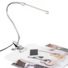 LED -lezing Oogbescherming Desklamp met clip twee niveau helderheid schakelaar dimmer tafellampen, zilver 1 stks/lot