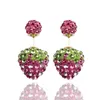 Stud earrings for woman Fashion Silver Plated Jewelry Colorful Crystal Disco Ball Beads Earrings for Wedding Strawberry Earrings