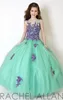 Turquoise Rachel Allan Girl039S Robes de concours Patchwork en dentelle Organza Robes de fille de fleur pour les mariages Prom Prom Go6931445