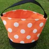 Classici pois Secchi di Halloween Forniture per feste Microfibra Arancio Pois Borsa nera per Halloween Cestini per caramelle di Halloween Borse dolcetto o scherzetto DOMIL1046