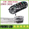 waterproof IP65 300 LED 5M 5050 SMD single color Flexible led strip light cool white warm white 60leds/M led tape