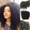 Klipp i hårförlängningar Afro Kinky Curly 100% Remy Human Hår Kvalitet Brasilianska Hårprodukter med klipp i 120g 8 '' - 24 '' Natural Color