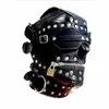 Quality Bondage Gear Leather Hoods Muzzles Fetish BDSM Slave Training Zipper Full Head Harness Mask New Stud Design B03060216382909