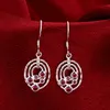 fashion women's gemstone 925 silver plate earring 10 pairs a lot mixed style,plated sterling silver Dangle Chandelier earrings EMP8