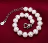 Wspaniały 9-10mm Natural White Pearl Naszyjnik 18 cali 925 Silver Zapięcie Darmowe kolczyki Bransoletka