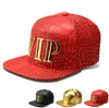 Moda PU Leather Hip Hop Kapelusze Diamentowe Krokodyl Zboż Snapback Golden VIP Logo DJ DJ Kaps DJ dla mężczyzn Kobiety Outdoor Sport Casquette Kapelusze