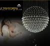 Modern trappa LED Crystal ljuskronor belysningsarmatur för hotell lobby foajé boll form regn droppe hängen