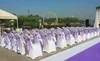 100st per parti universell vit svart polyester spandex bröllopsstol täcker för bröllop bankett vikning hotell dekoration dekor